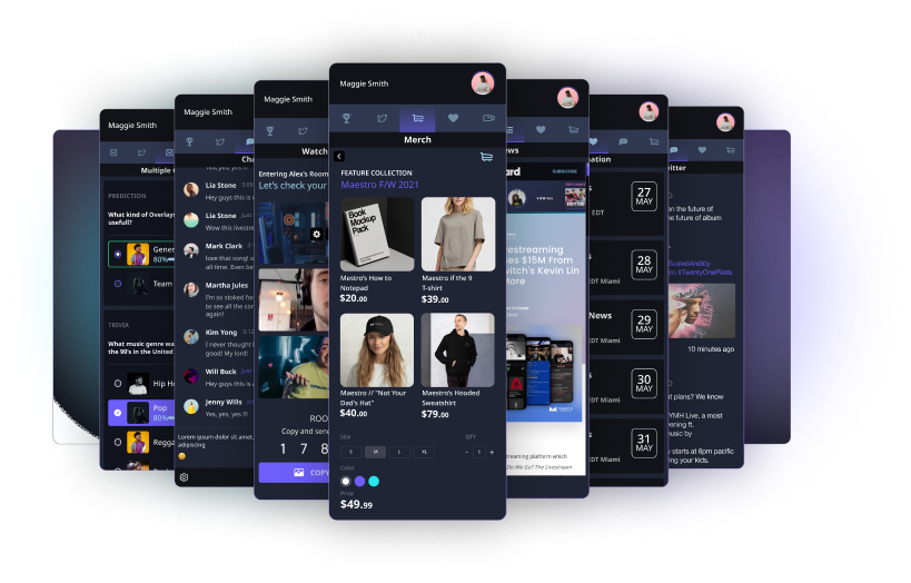 Interactive video experiences like overlays, chat, and polls
